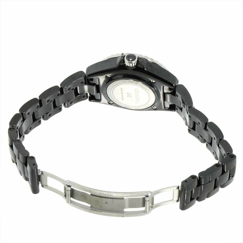 香奈兒 J12 33毫米 H5701 女士腕錶,鑲嵌12顆鑽石,黑色陶瓷石英錶-4