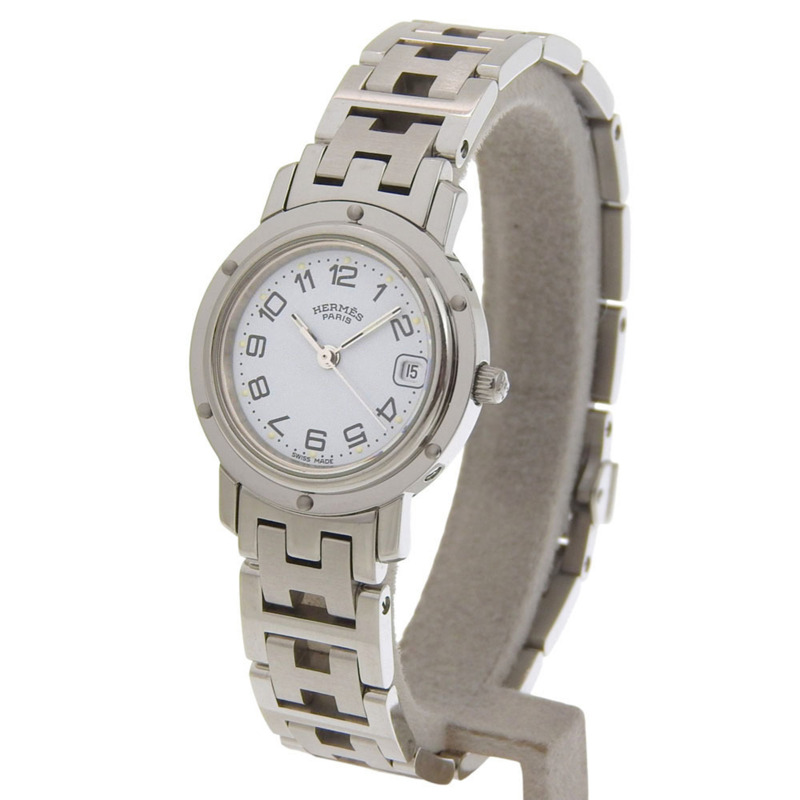 愛馬仕 Clipper Date CL4 210,淺藍色錶盤,不鏽鋼,石英機芯,約 24 毫米,女士腕錶。-1