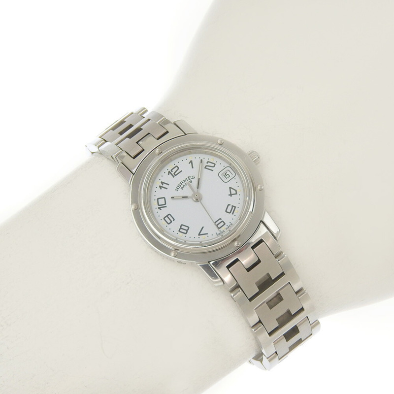 愛馬仕 Clipper Date CL4 210,淺藍色錶盤,不鏽鋼,石英機芯,約 24 毫米,女士腕錶。-6