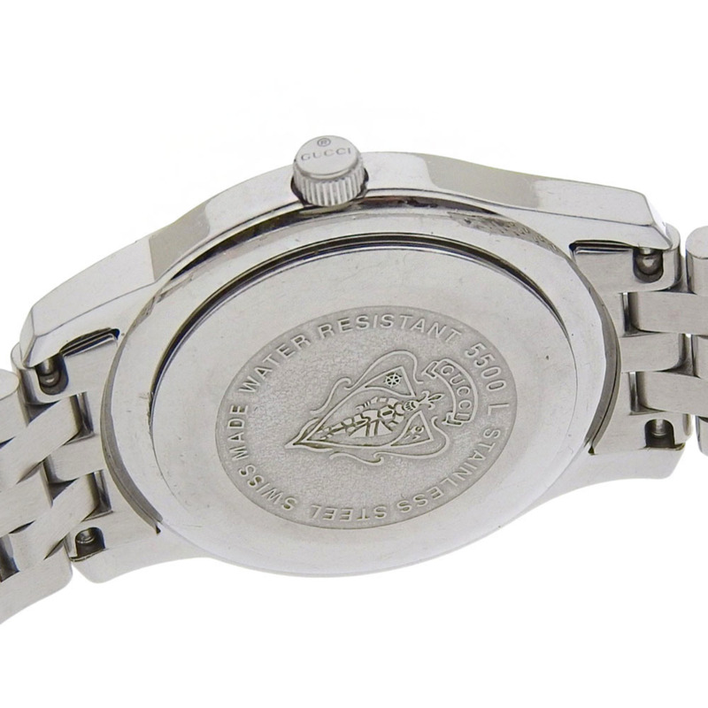 Gucci 5500L 黑色錶盤不鏽鋼石英腕錶,錶徑約 26 毫米,女士日期顯示-3