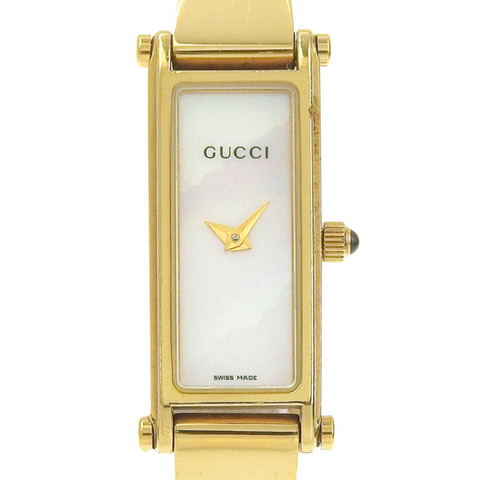 Gucci 1500L 珍珠母貝錶盤 GP 石英錶（含電池） - 女士腕錶，約 24 毫米（高）x 12 毫米（寬），兩針