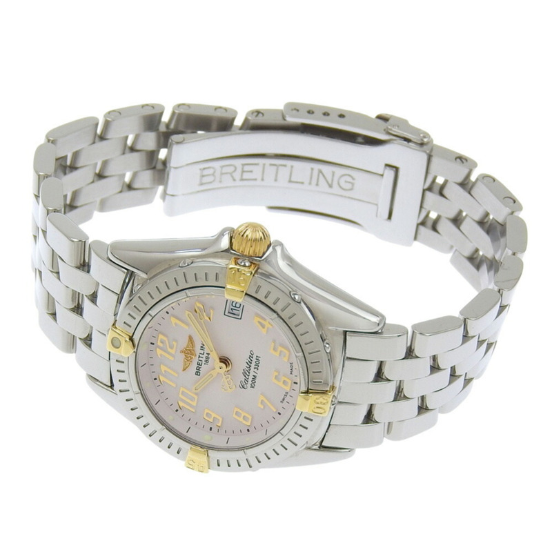 百年靈 (Breitling) Calistino Date B52345 淺粉紅錶盤 不鏽鋼石英錶 28毫米-1