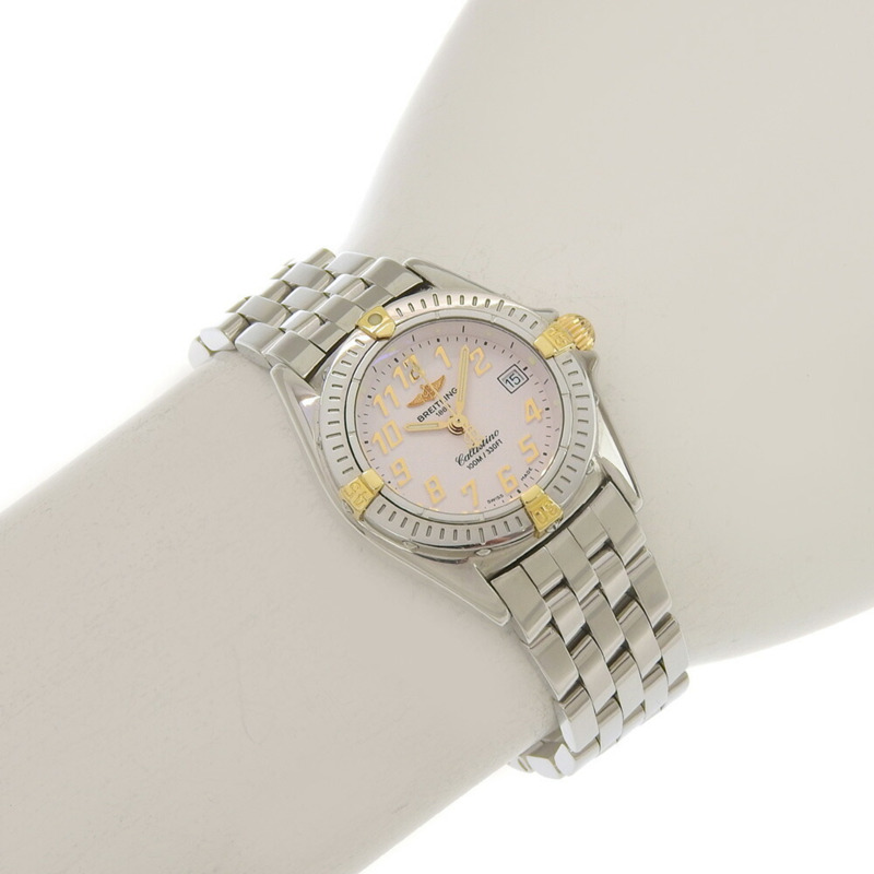 百年靈 (Breitling) Calistino Date B52345 淺粉紅錶盤 不鏽鋼石英錶 28毫米-6