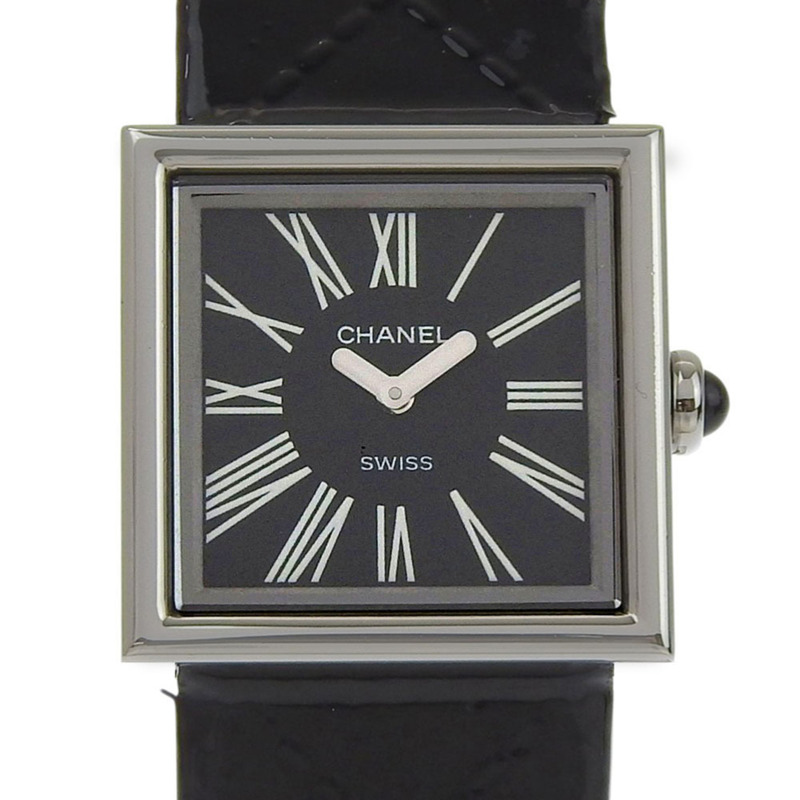 香奈兒 Mademoiselle H0525 黑色錶盤不鏽鋼/琺瑯/皮革石英23毫米女士腕錶-0