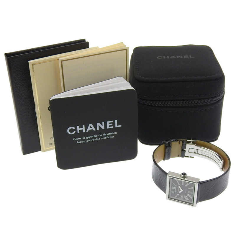 香奈兒 Mademoiselle H0525 黑色錶盤不鏽鋼/琺瑯/皮革石英23毫米女士腕錶-8