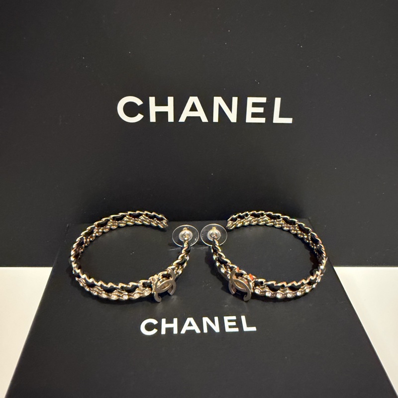 Chanel錬鑽大圓耳環-0