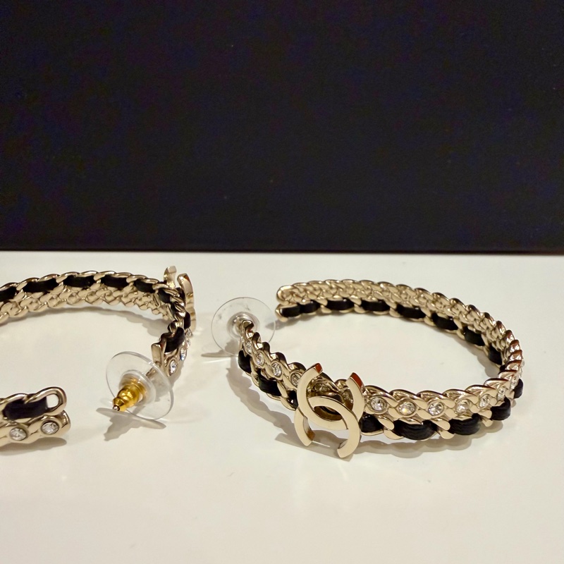 Chanel錬鑽大圓耳環-6