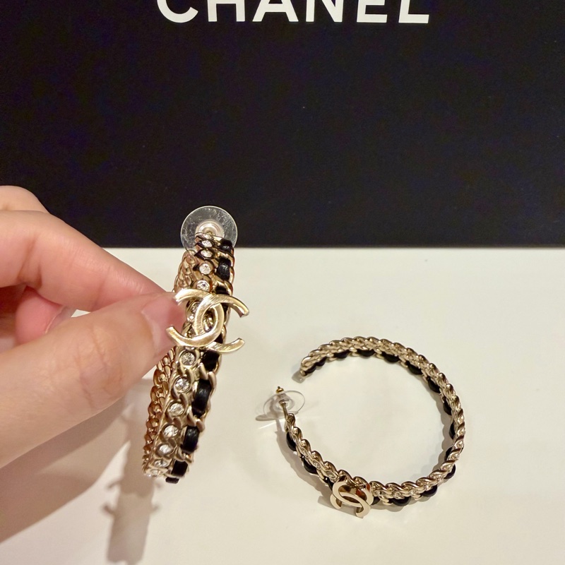 Chanel錬鑽大圓耳環-8