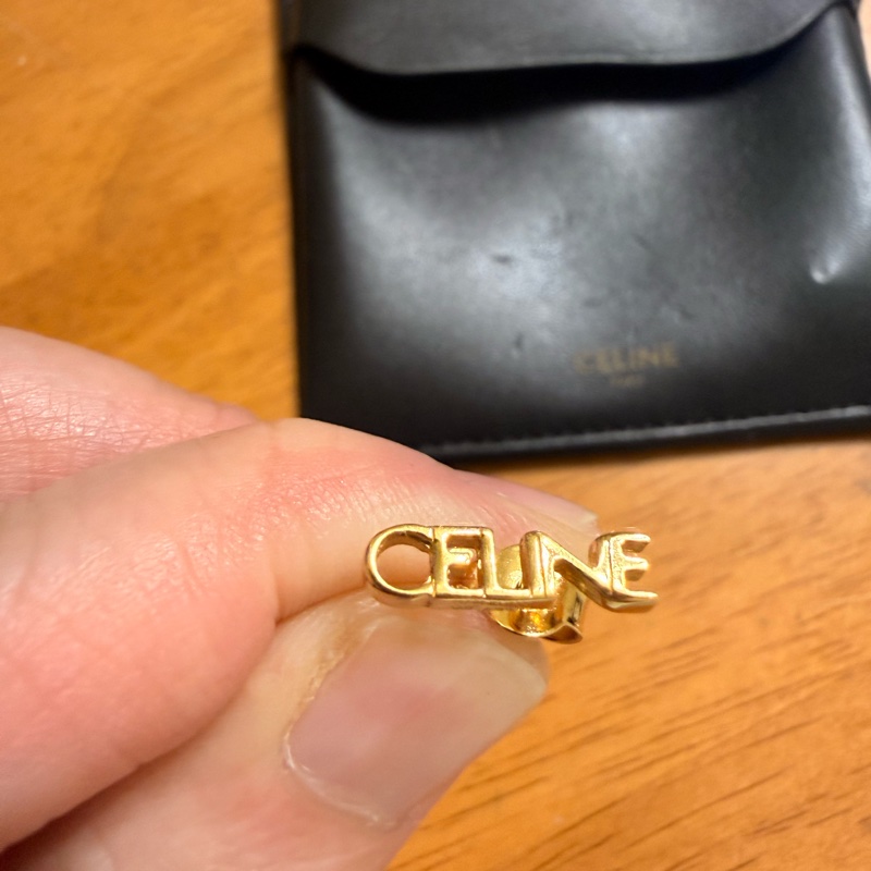 【Celine】絕版字母黃銅耳釘（單支）-4