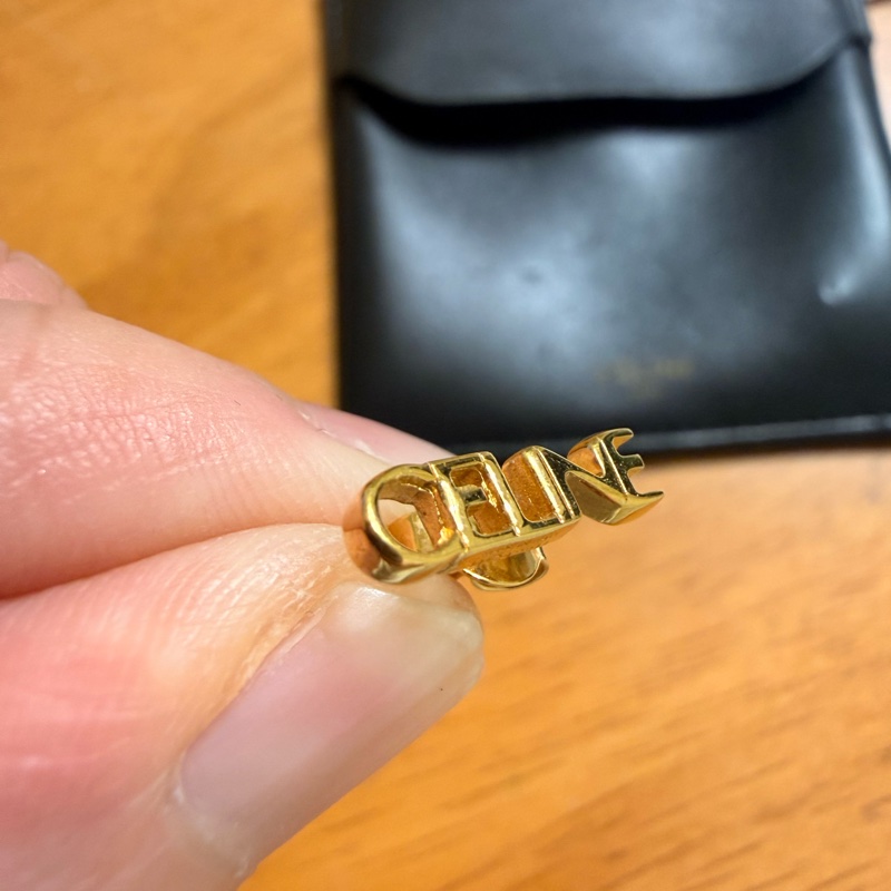 【Celine】絕版字母黃銅耳釘（單支）-5