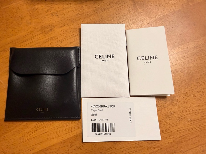 【Celine】絕版字母黃銅耳釘(單支)-3