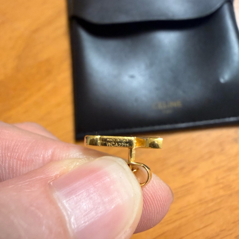 【Celine】絕版字母黃銅耳釘(單支)-5