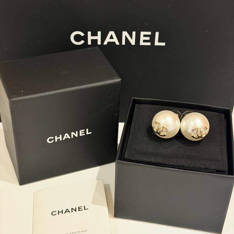 chanel大珍珠耳環-3
