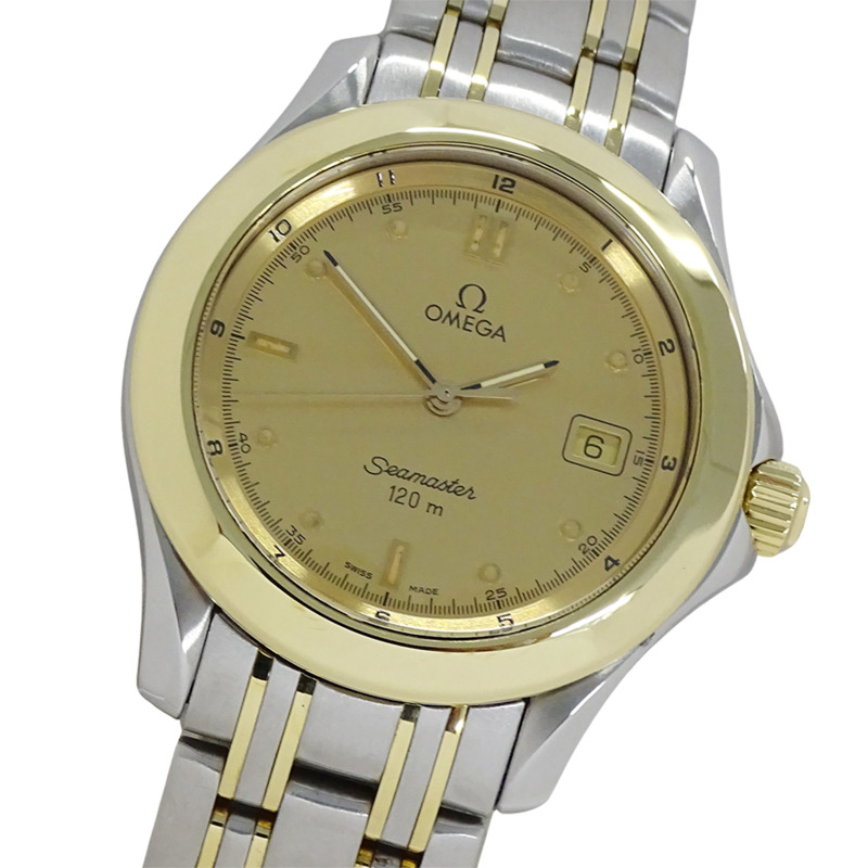 歐米茄海馬系列 2311.10 男士腕錶，品牌名稱，日期顯示，120 公尺防水，石英機芯，不鏽鋼 (SS) 和黃金 (YG) 組合。-0