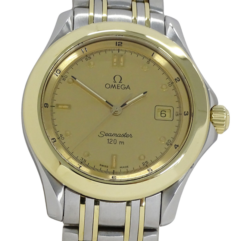 歐米茄海馬系列 2311.10 男士腕錶，品牌名稱，日期顯示，120 公尺防水，石英機芯，不鏽鋼 (SS) 和黃金 (YG) 組合。-1