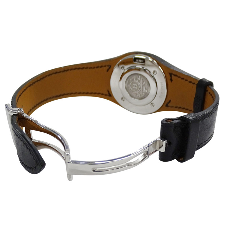 愛馬仕 (Hermes) 女士腕錶 Arce 系列，日期顯示，石英機芯，QZ 錶殼，不鏽鋼錶帶，皮革錶帶，HA3.410，白色/黑色 □E-3