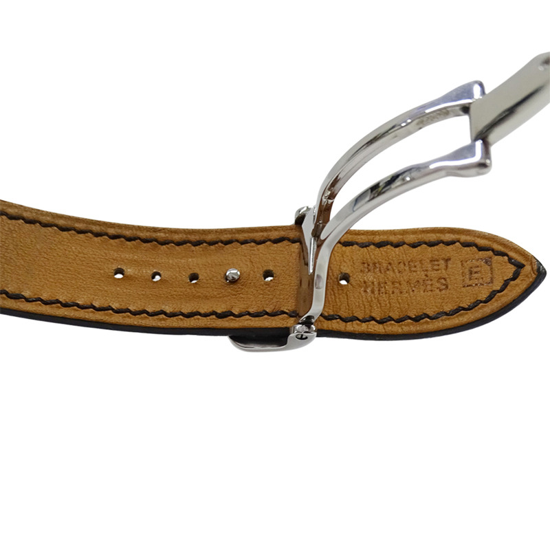 愛馬仕 (Hermes) 女士腕錶 Arce 系列，日期顯示，石英機芯，QZ 錶殼，不鏽鋼錶帶，皮革錶帶，HA3.410，白色/黑色 □E-5