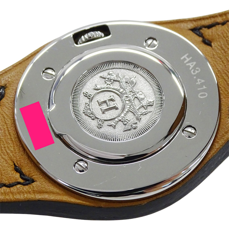 愛馬仕 (Hermes) 女士腕錶 Arce 系列，日期顯示，石英機芯，QZ 錶殼，不鏽鋼錶帶，皮革錶帶，HA3.410，白色/黑色 □E-6