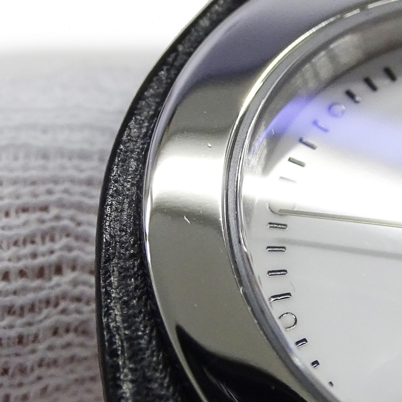 愛馬仕 (Hermes) 女士腕錶 Arce 系列，日期顯示，石英機芯，QZ 錶殼，不鏽鋼錶帶，皮革錶帶，HA3.410，白色/黑色 □E-13