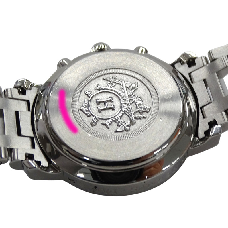 愛馬仕 (Hermes) 女士腕錶，Clipper 計時碼錶，粉紅色錶殼，石英機芯，不鏽鋼 (SS)，CL1.310，銀色-6