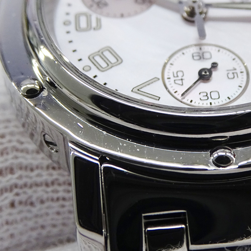 愛馬仕 (Hermes) 女士腕錶，Clipper 計時碼錶，粉紅色錶殼，石英機芯，不鏽鋼 (SS)，CL1.310，銀色-11