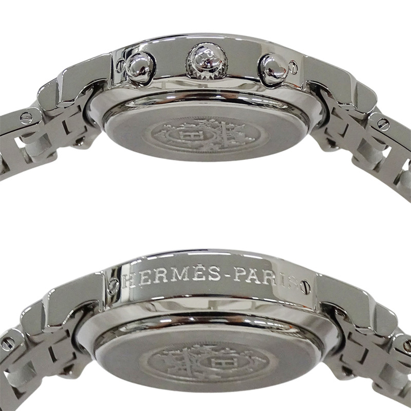 愛馬仕 (Hermes) 女士腕錶，Clipper 計時碼表，石英機芯，不銹鋼 (SS)，CL1.310，銀色和黑色-2