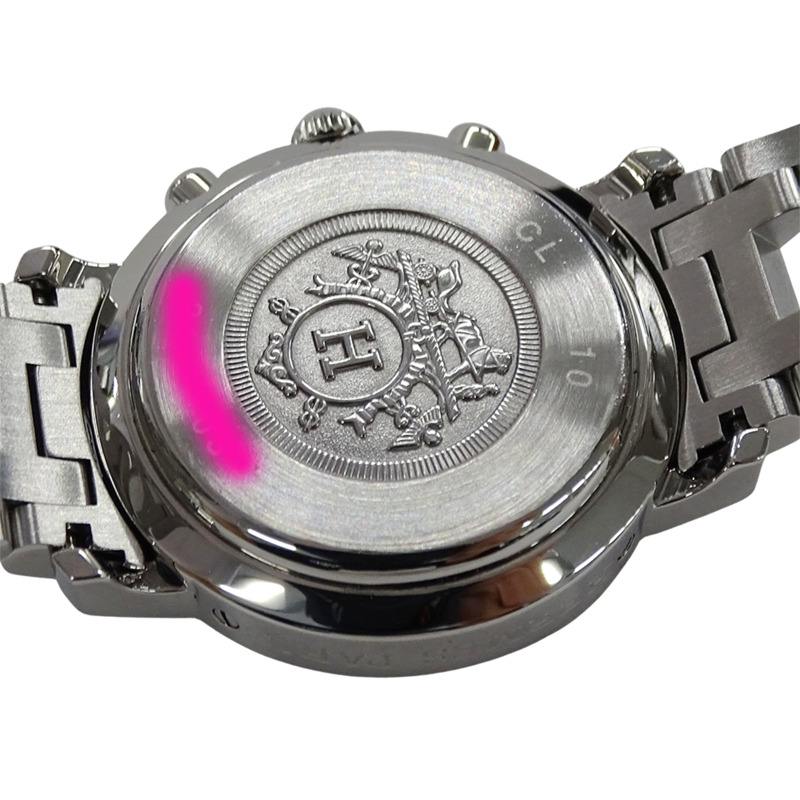 愛馬仕 (Hermes) 女士腕錶，Clipper 計時碼表，石英機芯，不銹鋼 (SS)，CL1.310，銀色和黑色-5