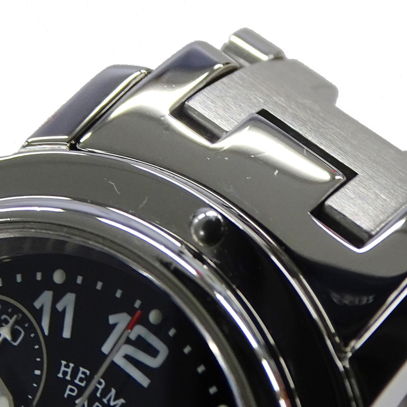 愛馬仕 (Hermes) 女士腕錶，Clipper 計時碼表，石英機芯，不銹鋼 (SS)，CL1.310，銀色和黑色-13