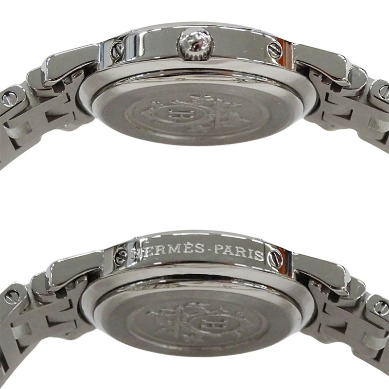 愛馬仕 (Hermes) 女士腕錶,Clipper Date系列,石英機芯,不銹鋼 (SS),CL4.210,銀色和黑色-2