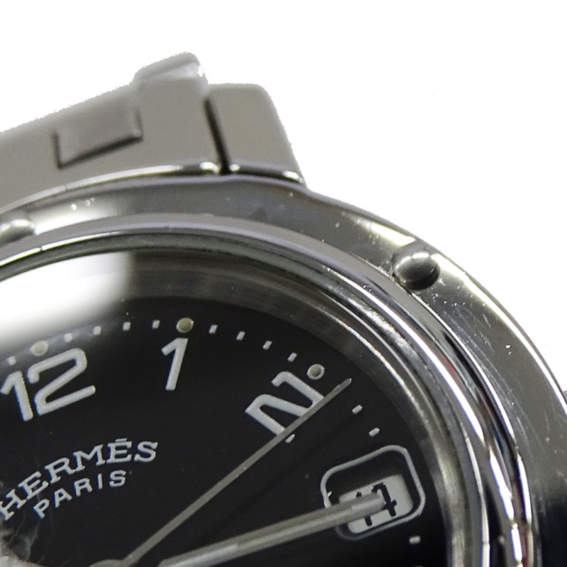 愛馬仕 (Hermes) 女士腕錶,Clipper Date系列,石英機芯,不銹鋼 (SS),CL4.210,銀色和黑色-13