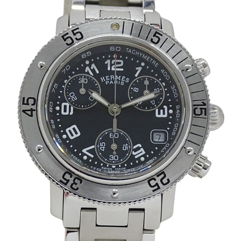 愛馬仕 (Hermes) 女士腕錶,品牌:Clipper Diver Chronograph Date,石英機芯,不鏽鋼 (SS),CL2.310,銀色和黑色-1