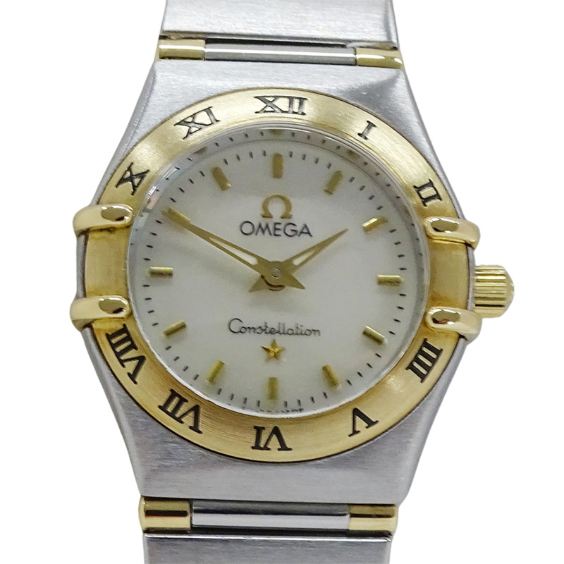 歐米茄星座系列迷你 1362.70 女士腕錶，品牌名稱，貝殼錶殼，石英機芯，不銹鋼 (SS) 和黃金 (YG) 組合。-1