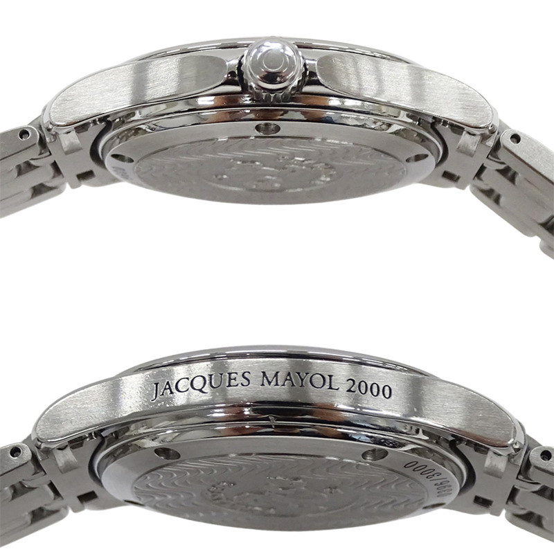 歐米茄海馬系列120 Jacques Mayol 2506.80 男士腕錶，品牌名稱，限量發行3000枚，日期顯示，自動上鍊機芯，不銹鋼材質，銀色和藍色錶盤。-2