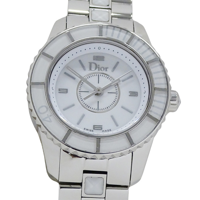 Dior 女士手錶,品牌名稱,水晶,石英,不銹鋼 (SS),CD112112,銀色,白色。-1