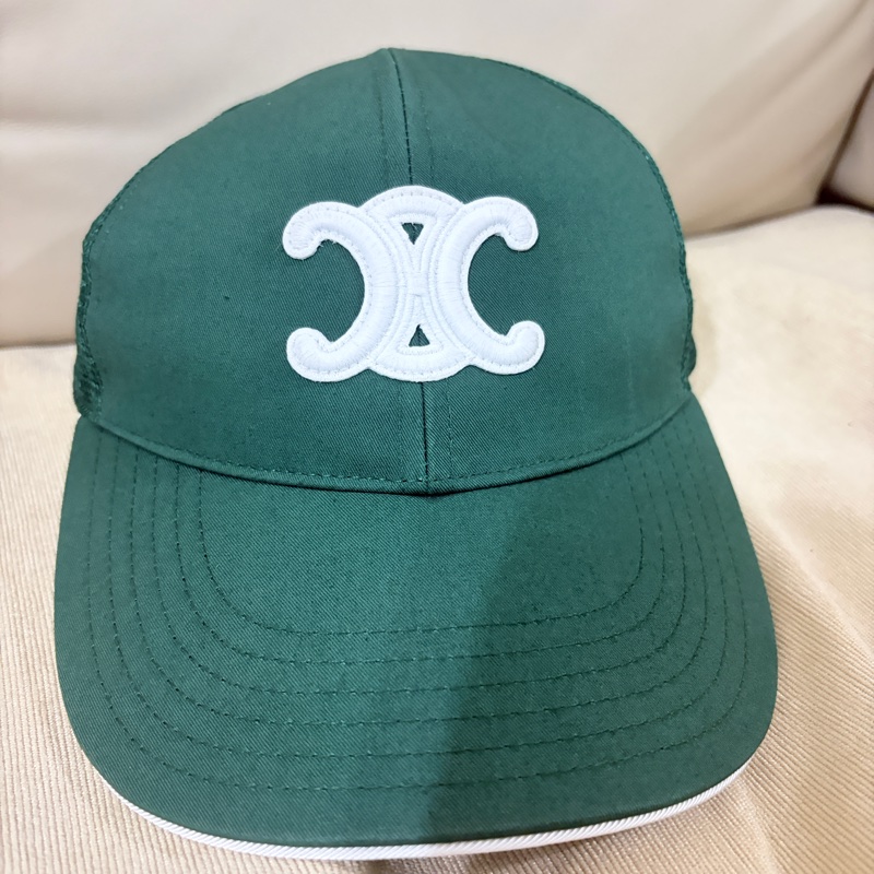 Celine 棒球網帽 深綠色-0