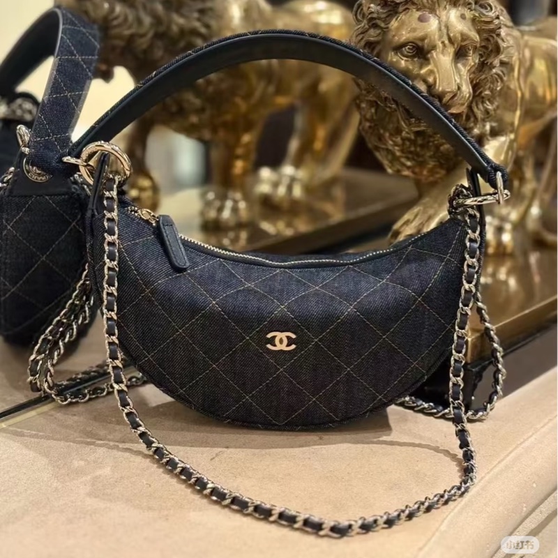 Chanel 半月月牙包🌙時髦單寧牛仔-全新品-2