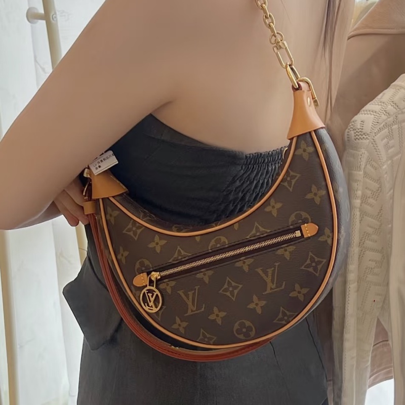 #LOUIS VUITTON路易威登老花LOOP芯片款月亮包🐞附肩帶-3