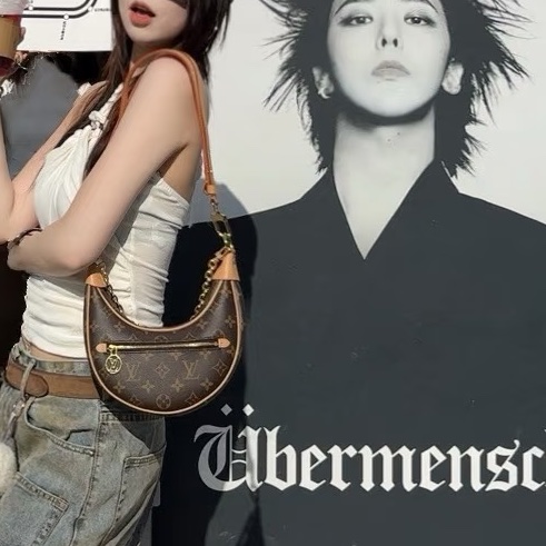 #LOUIS VUITTON路易威登老花LOOP芯片款月亮包🐞附肩帶-6