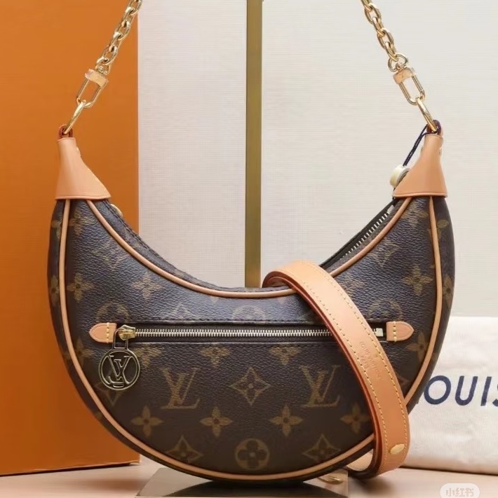 #LOUIS VUITTON路易威登老花LOOP芯片款月亮包🐞附肩帶-10