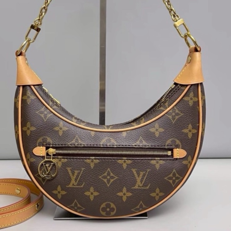 #LOUIS VUITTON路易威登老花LOOP芯片款月亮包🐞附肩帶-19