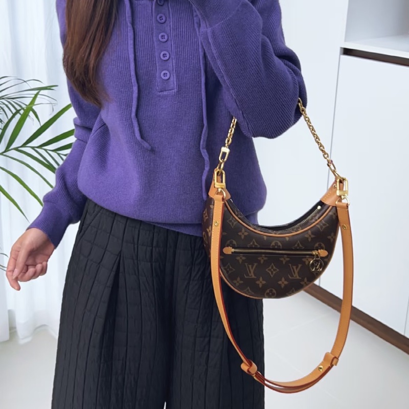 #LOUIS VUITTON路易威登老花LOOP芯片款月亮包🐞附肩帶-22