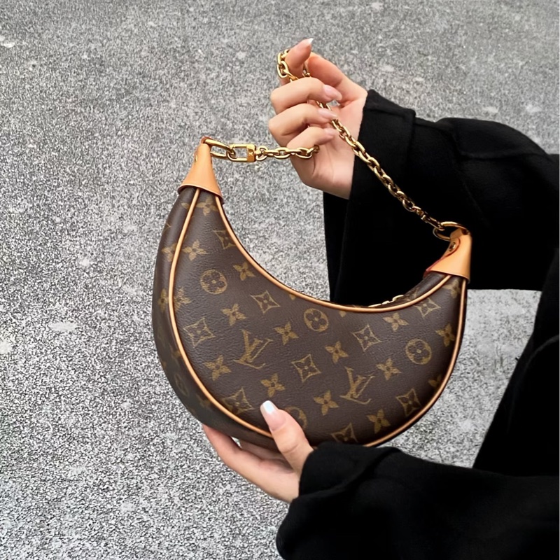 #LOUIS VUITTON路易威登老花LOOP芯片款月亮包🐞附肩帶-28