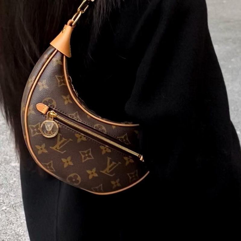 #LOUIS VUITTON路易威登老花LOOP芯片款月亮包🐞附肩帶-44