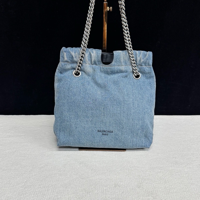 Balenciaga巴黎世家 單寧牛仔小號CRUSH系列購物袋-0