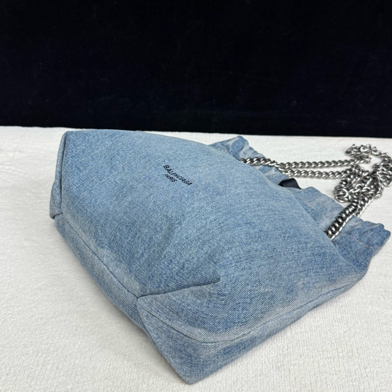 Balenciaga巴黎世家 單寧牛仔小號CRUSH系列購物袋-3