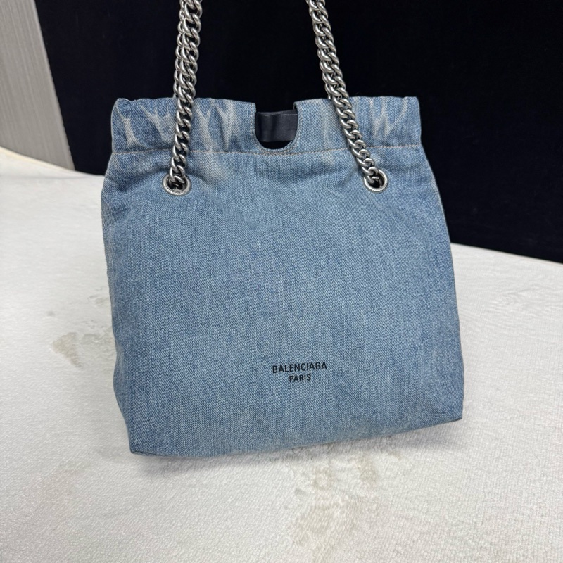 Balenciaga巴黎世家 單寧牛仔小號CRUSH系列購物袋-7