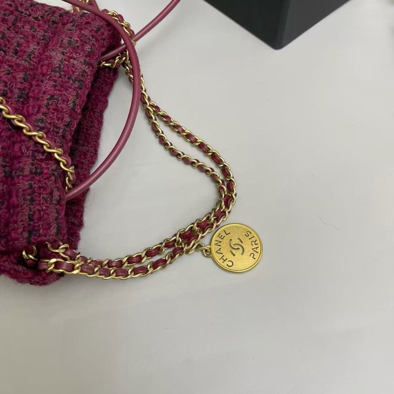 全新全配❤️晶片❤️ 香奈兒 #22bag #mini #酒紅色 #毛呢-6