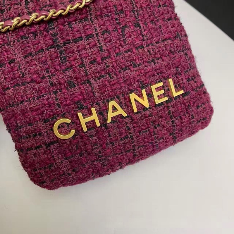 全新全配❤️晶片❤️ 香奈兒 #22bag #mini #酒紅色 #毛呢-7