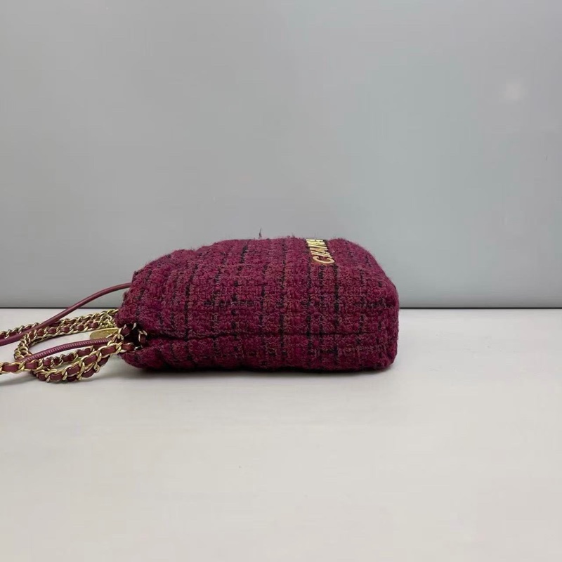 全新全配❤️晶片❤️ 香奈兒 #22bag #mini #酒紅色 #毛呢-9