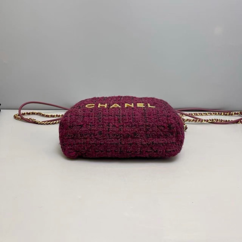 全新全配❤️晶片❤️ 香奈兒 #22bag #mini #酒紅色 #毛呢-10